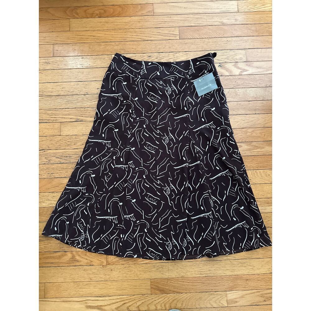 Liz Claiborne Women’s A-Line Skirt Size 12 Brown Beige Abstract Print Midi NWT